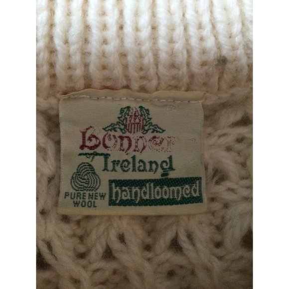 Vintage Bonner of Ireland Mens Cable Knit Fisherman Sweater Pure Wool Pullover B - Picture 6 of 9